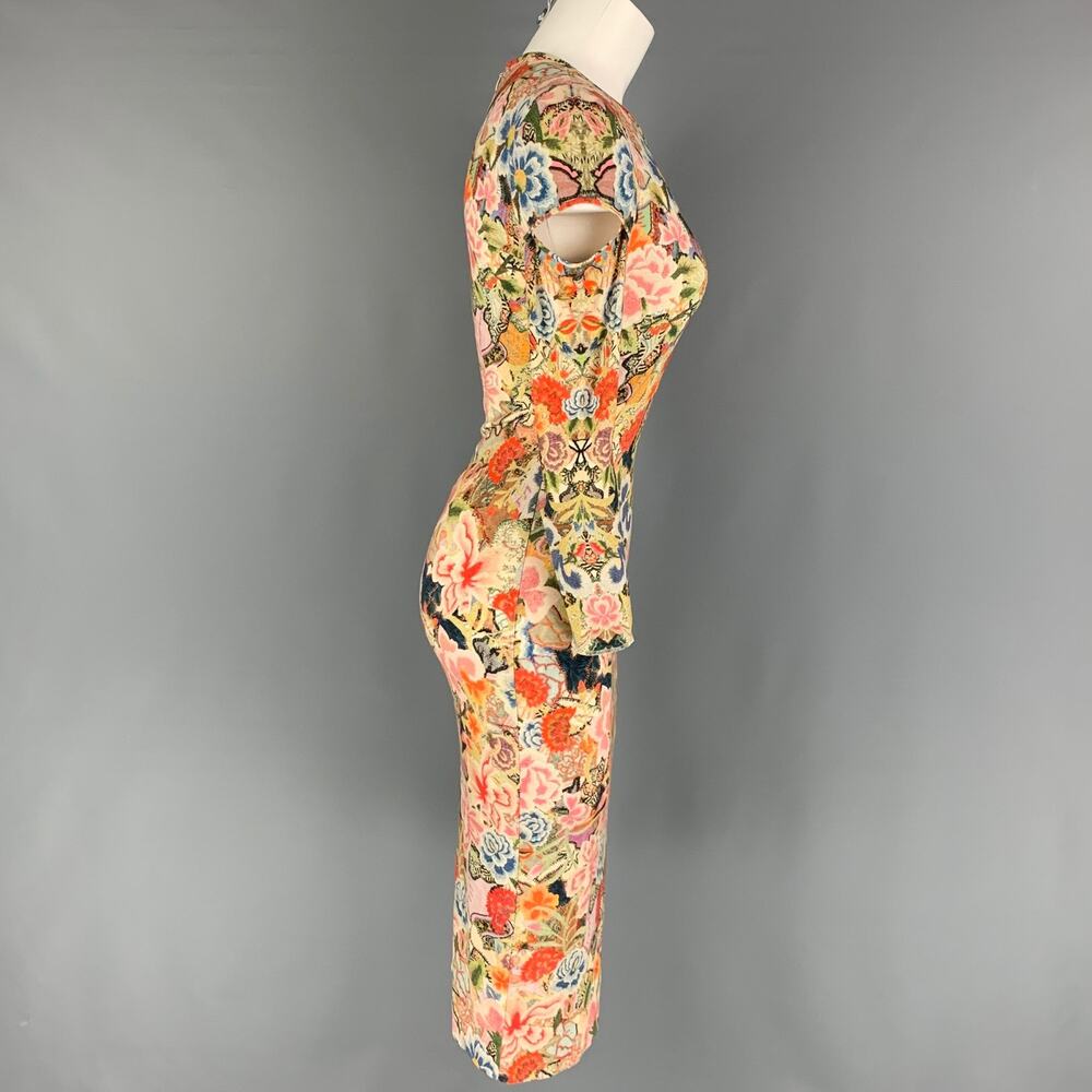 ALEXANDER MCQUEEN 4 Multi-Color Abstract Floral Rayon Blend Long Sleeve Dress - Picture 2 of 6